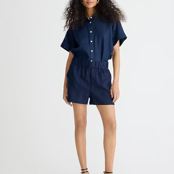 NWT J.Crew Tropez Linen Shorts size S Navy Blue Black - Picture 2 of 11